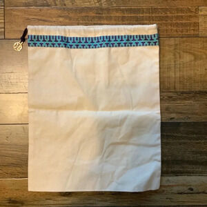 Tory Burch Drawstring Dust Cover Bag canvas 12 x 15 with logo‎ metal tag EUC